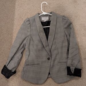 H&M Black and White Checkered Blazer